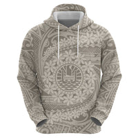 Tahitian Tiare Flower Zip Hoodie Beige Polynesian Pattern LT9 - Polynesian Pride
