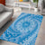 Tahitian Tiare Flower Area Rug Blue Polynesian Pattern