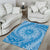 Tahitian Tiare Flower Area Rug Blue Polynesian Pattern