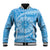 Tahitian Tiare Flower Baseball Jacket Blue Polynesian Pattern