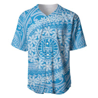 Tahitian Tiare Flower Baseball Jersey Blue Polynesian Pattern LT9 Blue - Polynesian Pride