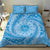 Tahitian Tiare Flower Bedding Set Blue Polynesian Pattern