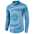 Tahitian Tiare Flower Button Sweatshirt Blue Polynesian Pattern