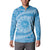 Tahitian Tiare Flower Button Sweatshirt Blue Polynesian Pattern