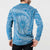 Tahitian Tiare Flower Button Sweatshirt Blue Polynesian Pattern