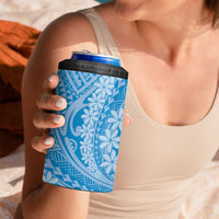 Tahitian Tiare Flower 4 in 1 Can Cooler Tumbler Blue Polynesian Pattern LT9 - Polynesian Pride