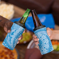 Tahitian Tiare Flower 4 in 1 Can Cooler Tumbler Blue Polynesian Pattern LT9 - Polynesian Pride