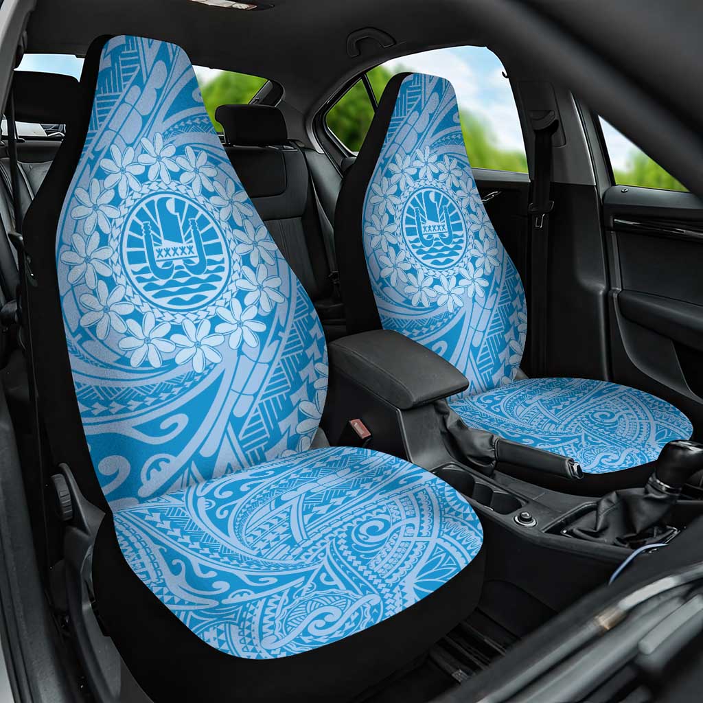 Tahitian Tiare Flower Car Seat Cover Blue Polynesian Pattern