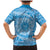 Tahitian Tiare Flower Family Matching Mermaid Dress and Hawaiian Shirt Blue Polynesian Pattern