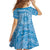 Tahitian Tiare Flower Family Matching Mermaid Dress and Hawaiian Shirt Blue Polynesian Pattern