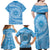 Tahitian Tiare Flower Family Matching Off Shoulder Maxi Dress and Hawaiian Shirt Blue Polynesian Pattern