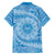 Tahitian Tiare Flower Family Matching Off Shoulder Short Dress and Hawaiian Shirt Blue Polynesian Pattern