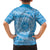 Tahitian Tiare Flower Family Matching Puletasi and Hawaiian Shirt Blue Polynesian Pattern