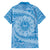 Tahitian Tiare Flower Family Matching Short Sleeve Bodycon Dress and Hawaiian Shirt Blue Polynesian Pattern