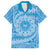 Tahitian Tiare Flower Family Matching Summer Maxi Dress and Hawaiian Shirt Blue Polynesian Pattern