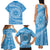 Tahitian Tiare Flower Family Matching Tank Maxi Dress and Hawaiian Shirt Blue Polynesian Pattern