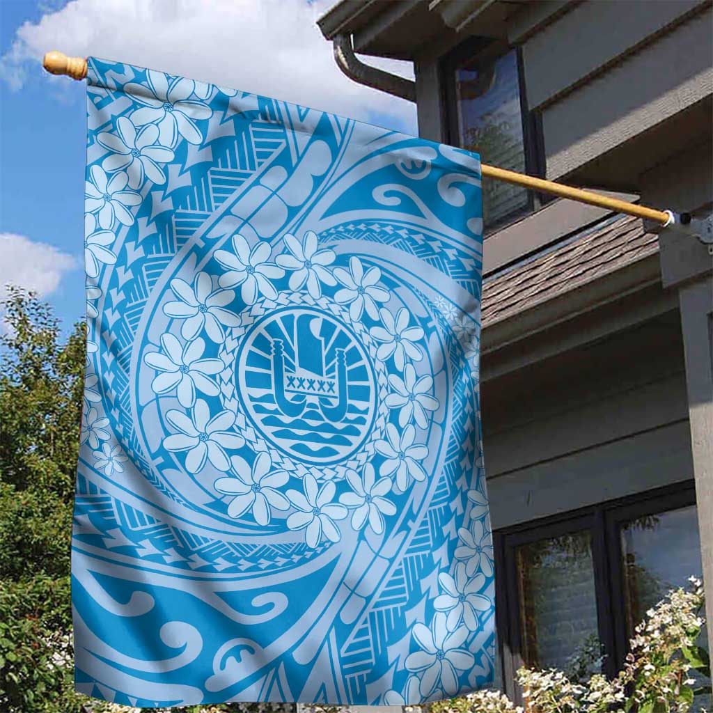Tahitian Tiare Flower Garden Flag Blue Polynesian Pattern LT9 - Polynesian Pride