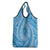 Tahitian Tiare Flower Grocery Bag Blue Polynesian Pattern