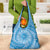 Tahitian Tiare Flower Grocery Bag Blue Polynesian Pattern