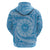 Tahitian Tiare Flower Hoodie Blue Polynesian Pattern