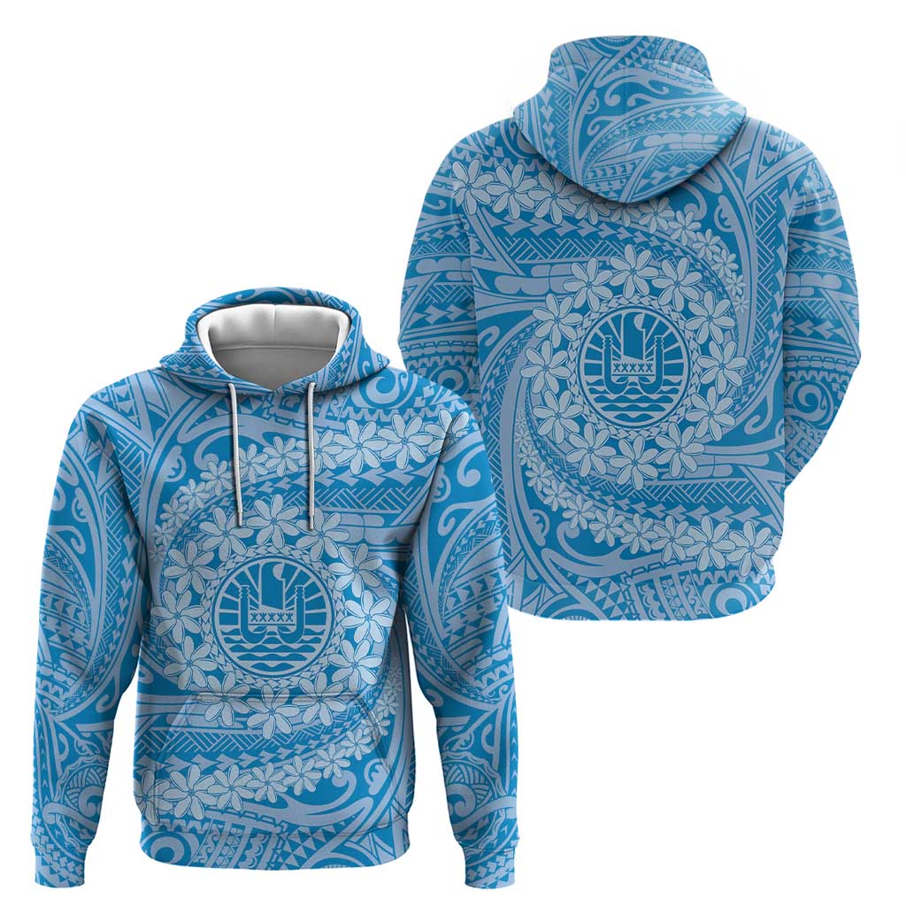 Tahitian Tiare Flower Hoodie Blue Polynesian Pattern LT9 - Polynesian Pride