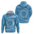 Tahitian Tiare Flower Hoodie Blue Polynesian Pattern