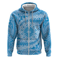 Tahitian Tiare Flower Hoodie Blue Polynesian Pattern LT9 Zip Hoodie Blue - Polynesian Pride