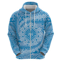 Tahitian Tiare Flower Hoodie Blue Polynesian Pattern LT9 - Polynesian Pride