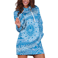 Tahitian Tiare Flower Hoodie Dress Blue Polynesian Pattern LT9 Blue - Polynesian Pride