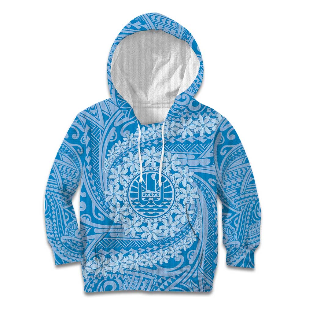 Tahitian Tiare Flower Kid Hoodie Blue Polynesian Pattern LT9 Hoodie Blue - Polynesian Pride