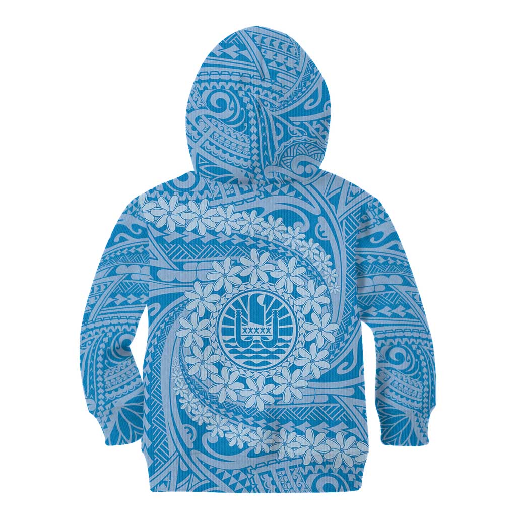 Tahitian Tiare Flower Kid Hoodie Blue Polynesian Pattern LT9 - Polynesian Pride