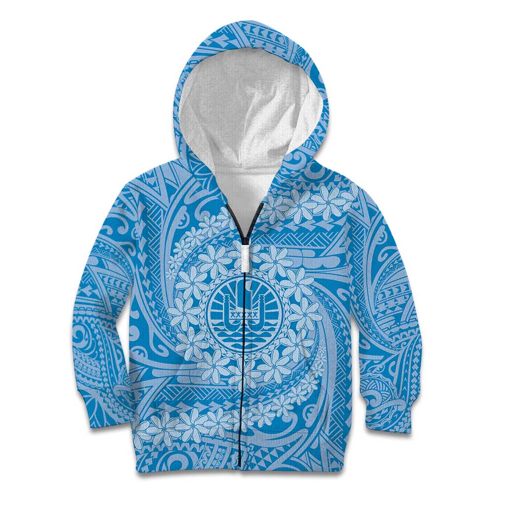 Tahitian Tiare Flower Kid Hoodie Blue Polynesian Pattern LT9 Zip Hoodie Blue - Polynesian Pride