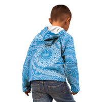 Tahitian Tiare Flower Kid Hoodie Blue Polynesian Pattern LT9 - Polynesian Pride