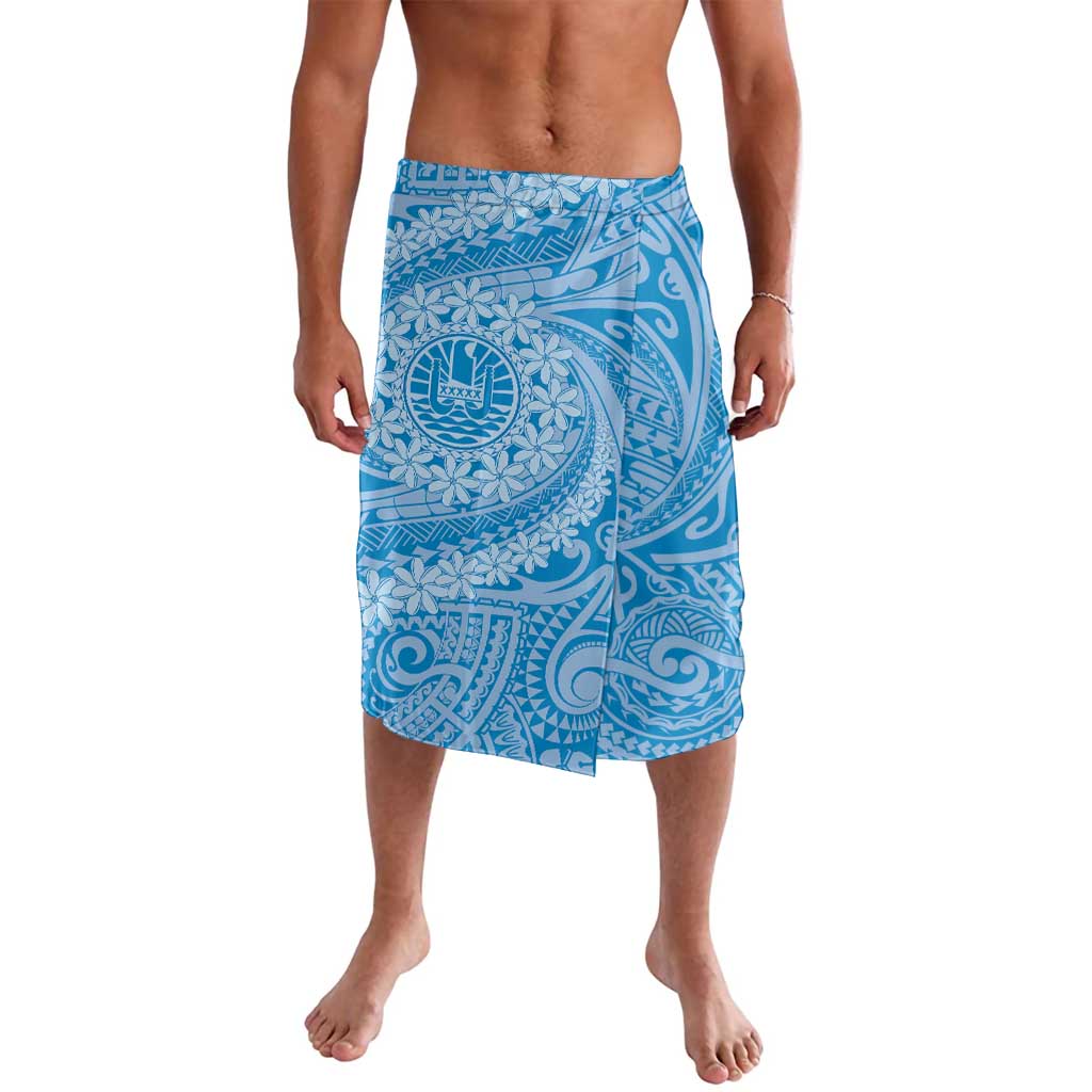 Tahitian Tiare Flower Lavalava Blue Polynesian Pattern