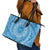 Tahitian Tiare Flower Leather Tote Bag Blue Polynesian Pattern