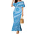 Tahitian Tiare Flower Mermaid Dress Blue Polynesian Pattern