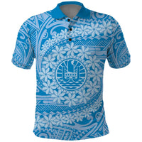 Tahitian Tiare Flower Polo Shirt Blue Polynesian Pattern LT9 Blue - Polynesian Pride