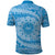 Tahitian Tiare Flower Polo Shirt Blue Polynesian Pattern