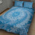 Tahitian Tiare Flower Quilt Bed Set Blue Polynesian Pattern