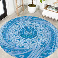 Tahitian Tiare Flower Round Carpet Blue Polynesian Pattern LT9 Blue - Polynesian Pride