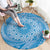 Tahitian Tiare Flower Round Carpet Blue Polynesian Pattern