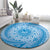 Tahitian Tiare Flower Round Carpet Blue Polynesian Pattern