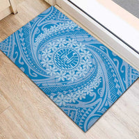 Tahitian Tiare Flower Rubber Doormat Blue Polynesian Pattern LT9 - Polynesian Pride