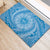 Tahitian Tiare Flower Rubber Doormat Blue Polynesian Pattern