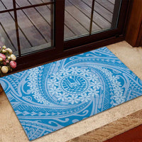 Tahitian Tiare Flower Rubber Doormat Blue Polynesian Pattern LT9 - Polynesian Pride