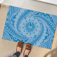 Tahitian Tiare Flower Rubber Doormat Blue Polynesian Pattern LT9 - Polynesian Pride