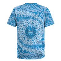 Tahitian Tiare Flower Rugby Jersey Blue Polynesian Pattern LT9 - Polynesian Pride