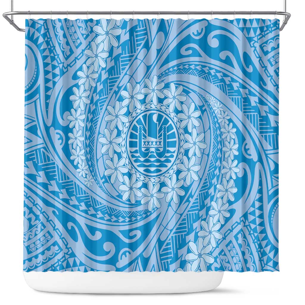 Tahitian Tiare Flower Shower Curtain Blue Polynesian Pattern LT9 Blue - Polynesian Pride