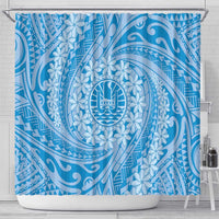 Tahitian Tiare Flower Shower Curtain Blue Polynesian Pattern LT9 - Polynesian Pride