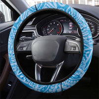 Tahitian Tiare Flower Steering Wheel Cover Blue Polynesian Pattern LT9 - Polynesian Pride